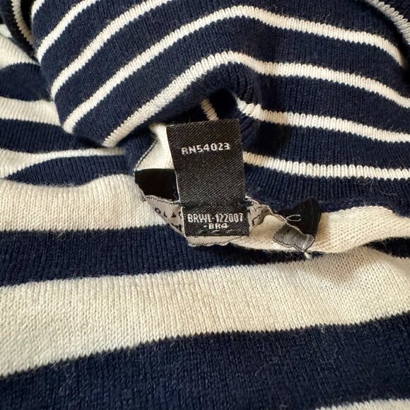Banana Republic Cotton Cashmere Striped Turtleneck Sweater Navy & Cream Medium - Picture 8 of 10